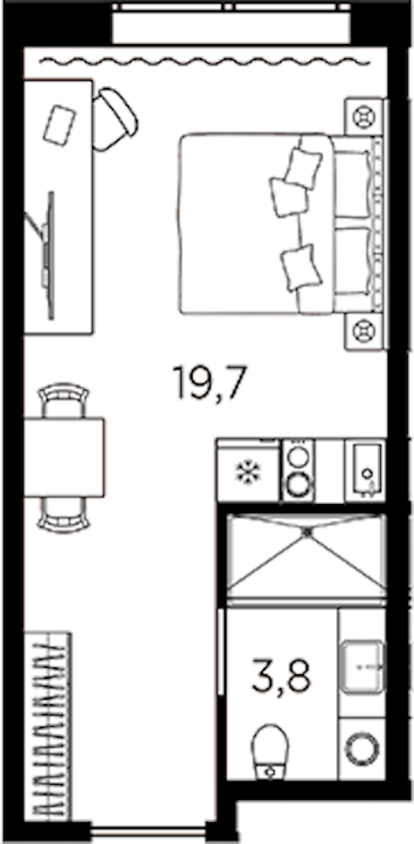 Квартира студия 23.5 м², 5/13 эт., ЖК «AVENIR Industrial»